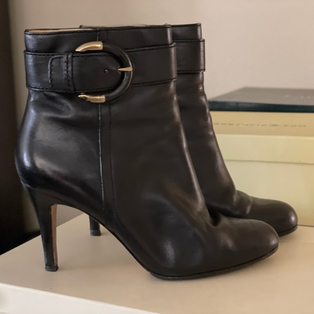 Coach Blossom Black Leather Heel, Ankle Boots, size 8